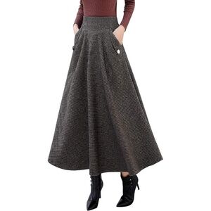 A-line houndstooth swing skirt
